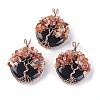 Natural Obsidian & Carnelian Big Pendants G-G771-B02-1
