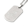 201 Stainless Steel Curb Chain Rectangle with Dragon Pendant Necklaces for Women NJEW-M008-03P-1