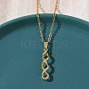 Brass Micro Pave Clear Cubic Zirconia Twist Pendant 304 Stainless Steel Chain Necklaces for Women NJEW-D341-08G-3