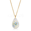 1Pc Dried Flower Stainless Steel Cable Chain Necklaces NJEW-TA0001-19B-1