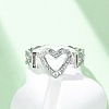304 Stainless Steel with Rhinestone Adjustable Cuff Rings RJEW-Q020-16P-4