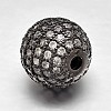 Round Brass Micro Pave Cubic Zirconia Beads ZIRC-N016-01B-12mm-2