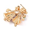 Christmas Theme Golden Zinc Alloy with Rhinestone Brooches LS-JEWB-B018-01G-08-2