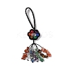 Flower Dyed Natural Gemstone Braided Thread Pendant Decorations HJEW-K046-04A-2