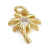Coconut Tree Brass Micro Pave Clear Cubic Zirconia Charms KK-Z123-06G-1