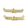 Rack Plating Brass Micro Pave Clear Cubic Zirconia Connector Charms KK-C007-37G-A-2