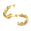 Brass Micro Pave Clear Cubic Zirconia Stud Earrings for Women EJEW-A040-12G-2