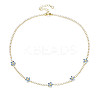 Cubic Zirconia Classic Tennis Necklace with Flower Links NJEW-N048-01C-1