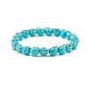 2Pcs 2 Style Synthetic Turquoise(Dyed) Skull Stretch Bracelets Set BJEW-JB08068-4