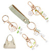 4Pcs 4 Styles Alloy Flower Keychains with Resin Lily of the Valley Pendant AJEW-NB0007-02-1
