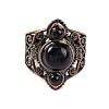 Natural Obsidian Retro Finger Rings RJEW-B067-01R-21-2