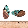 Transparent Resin and Walnut Wood Pendants RESI-T057-05J-4