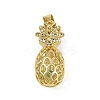 Brass Micro Pave Clear Cubic Zirconia Pineapple Bead Cage Pendants KK-I358-009G-1