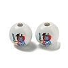Printed Wood European Beads WOOD-L020-D04-1