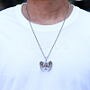 Stainless Steel Cubic Zirconia Angel Wing Pendant Necklace for Men ME5230-1