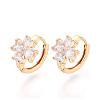 Brass Micro Pave Clear Cubic Zirconia Clover Hoop Earrings EJEW-T048-42G-1