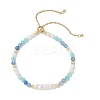 Natural & Synthetic Gemstone & Nuggets Baroque Pearl Keshi Pearl Beads Slider Bracelets BJEW-JB13260-01-2