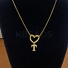 304 Stainless Steel Heart with Initial Pendant Necklaces for Women FS-WG4DC9E-20-1