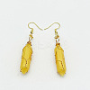 Topaz Hexagon Handmade Copper Wire Wrapped Earrings Natural Stone Column Earrings ND6138-1-1