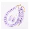 Acrylic Curb Chain Chain Necklaces & Dangle Earrings & Bracelets Sets FS-WGA399B-14-1