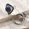 Natural Lapis Lazuli Adjustable Rings G-P560-03AS-14-2
