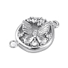 Brass Pave Clear Cubic Zirconia Connector Charms KK-Z066-08P-2