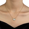 Natural Shell Heart Pendant Necklace with 201 Stainless Steel Cable Chains NJEW-D055-04G-2