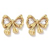 Bowknot 304 Stainless Steel Glass Stud Earrings LS-EJEW-M105-02G-2
