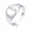 Non-Tarnish 304 Stainless Steel Oval Open Cuff Ring RJEW-T023-54P-3