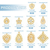 40Pcs 10 Styles Iron Rhinestone Pendants IFIN-TA0001-60-3