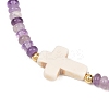 8Pcs Natural & Synthetic Gemstone Chip & Cross Stretch Bracelets BJEW-JB11390-2