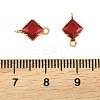 Brass Pave Cubic Zirconia Rhombus Connector Charms KK-P347-04G-03-4