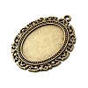 Tibetan Style Alloy Oval Big Pendant Cabochon Settings TIBEP-553-AB-FF-2
