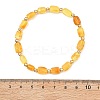 Natural Amber Cuboid Beads Stretch Bracelets for Women Men BJEW-JB13639-01-4