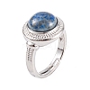 Natural Lapis Lazuli Round Adjustable Rings RJEW-K271-04P-11-2