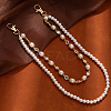 1Pc Plastic Imitation Pearl Round Beaded Alloy Rhinestone Link Chain Double Layered Chain Belts for Pants AJEW-CP0009-84-3