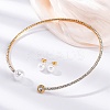 Round Plastic Imitation Pearl Stud Earrings & Cubic Zirconia Rhinestone Cuff Choker Necklaces Sets SJEW-U003-07G-1