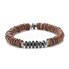Coconut & Synthetic Hematite Stretch Bracelet BJEW-JB07990-1