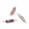 Natural Lepidolite Connector Charms PALLOY-JF01454-09-1