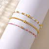 3Pcs 3 Styles Glass Seed Beads & Brass Beads Stretch Bracelets Set for Women VQ8944-1-2