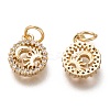 Brass Micro Pave Clear Cubic Zirconia Charms ZIRC-C020-70G-2