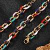 304 Stainless Steel Colorful Enamel Curb Chain Necklaces for Women NJEW-P328-01G-2