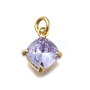 Rhombus Brass with Glass Charms KK-G525-02G-01-1