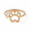 Ion Plating(IP) 201 Stainless Steel Paw Print Finger Ring RJEW-J051-25G-2