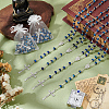 15Pcs Jesus Cross Zinc Alloy Pendant Blue Glass Rondelle Rosary Bead Necklaces for Women Men NJEW-WA0001-02-5