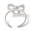 Bowknot Brass Micro Pave Clear Cubic Zirconia Open Cuff Rings for Women LS-RJEW-C098-05P-3