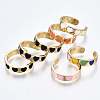 Brass Enamel Cuff Rings RJEW-S045-076-NR-2