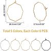 30Pcs 5 Colors Ion Plating(IP) 316 Surgical Stainless Steel Hoop Earrings Findings STAS-UN0030-95-6