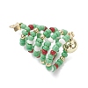Glass Seed Beaded Christmas Tree Big Pendants PALLOY-TA00330-02-3