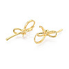 Brass Huggie Hoop Earring Findings for Half Drilled Beads KK-T071-15G-2